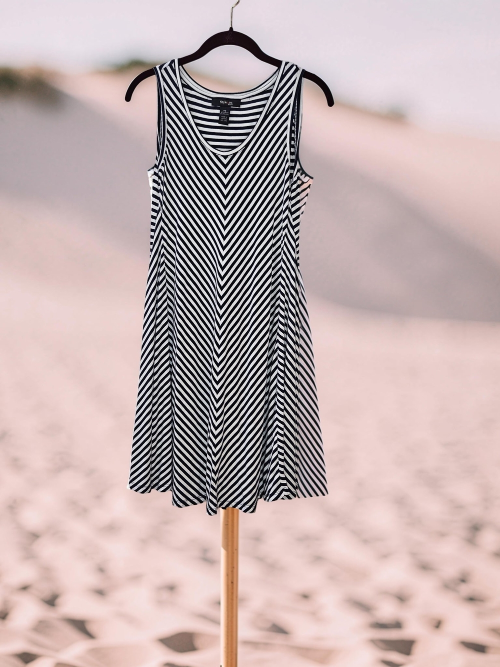 Style & Co. Navy and White Striped Knit Dress